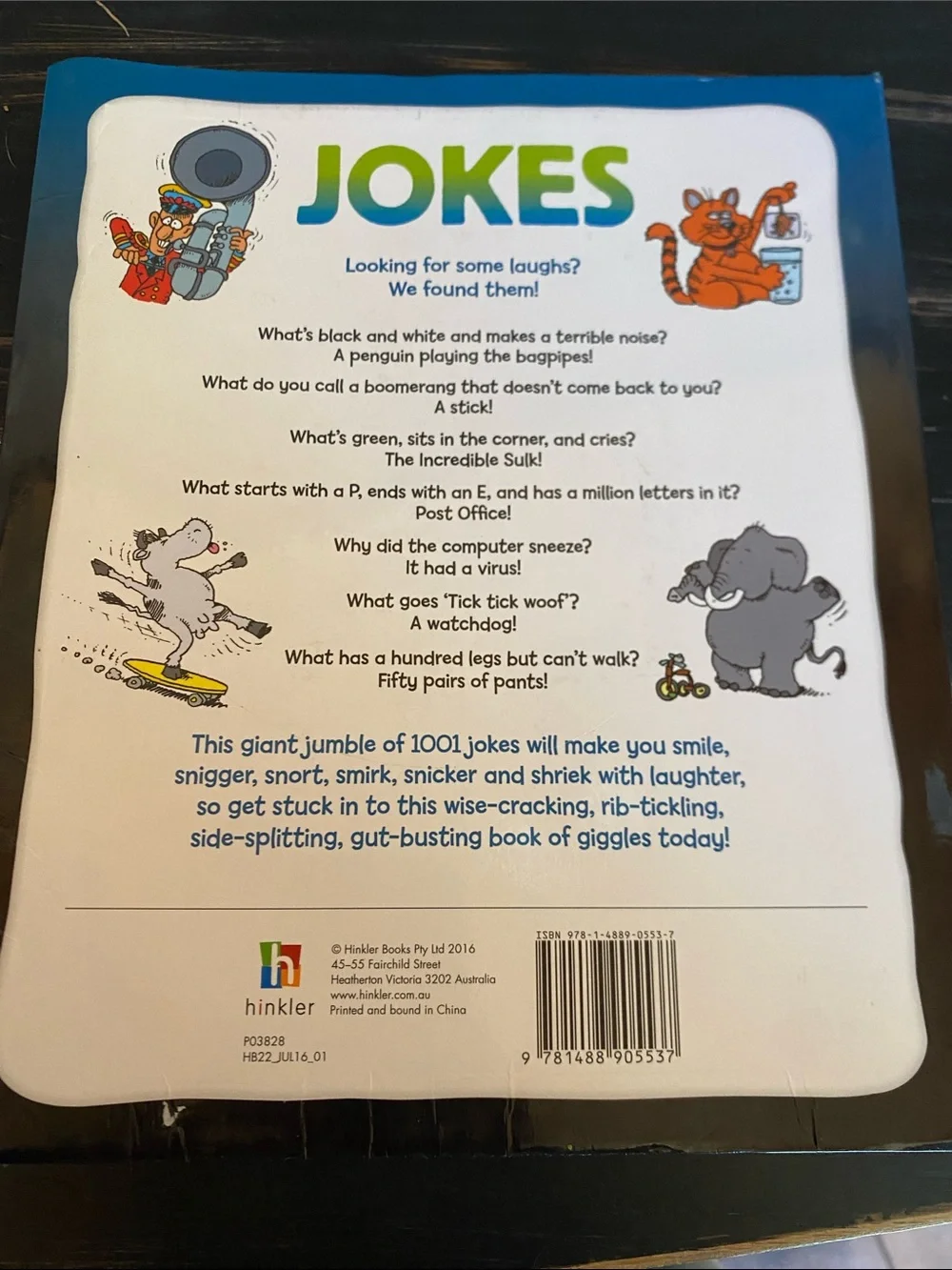 Kids Jokes Book - Bright Blue & Green Cartoon Cover